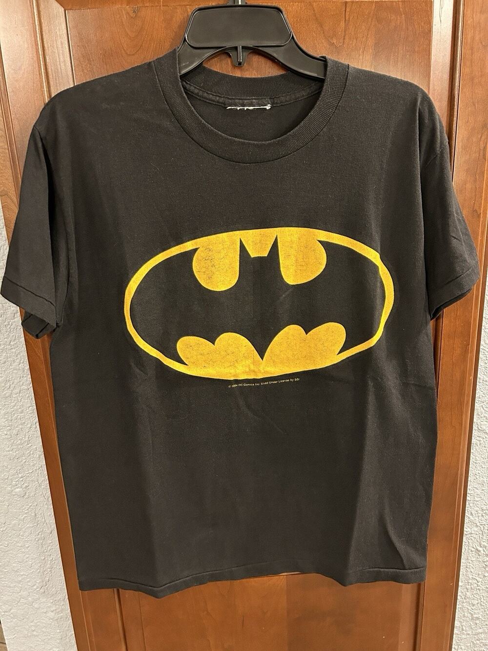 Vintage Batman T-Shirt Tee 80/90's Single Stitch Bat Signal Logo Size Large USA